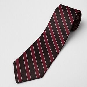 Brooks Brothers Burgundy & Brown Stripe Silk Tie – Made in USA – 3.5” Width NEW